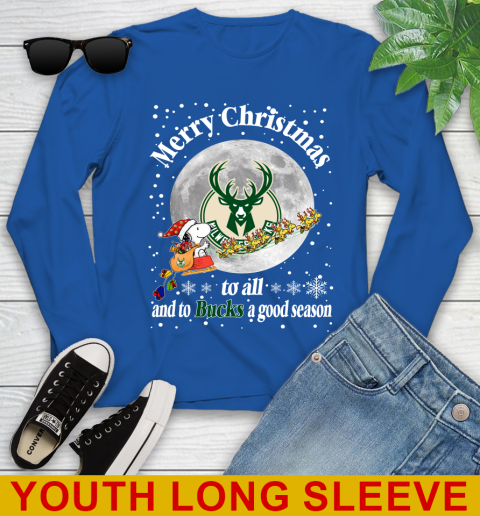 Milwaukee Bucks Merry Christmas To All And To Bucks A Good Season NBA Basketball Sports Youth Long Sleeve 10