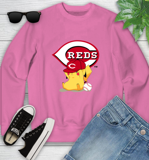 MLB Pikachu Baseball Sports Cincinnati Reds Youth Sweatshirt 7