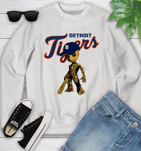MLB Detroit Tigers Groot Guardians Of The Galaxy Baseball Youth Sweatshirt