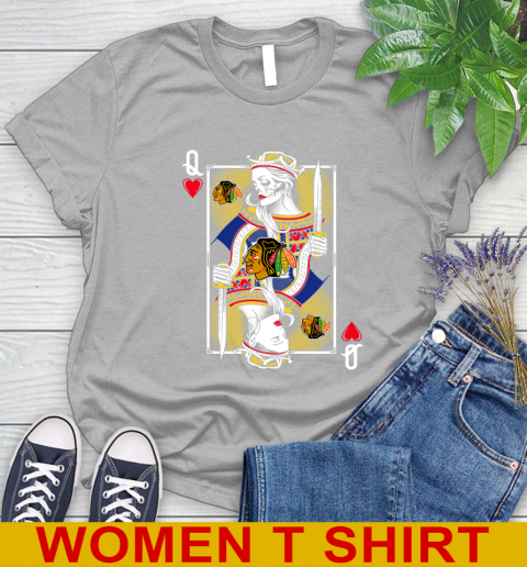 NHL Hockey Chicago Blackhawks The Queen Of Hearts Card Shirt Women's T-Shirt 5