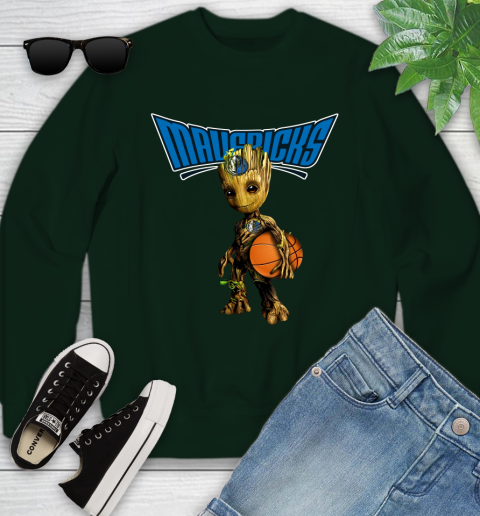 Dallas Mavericks NBA Basketball Groot Marvel Guardians Of The Galaxy Youth Sweatshirt 10