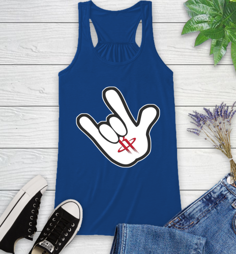 Houston Rockets NBA Basketball Mickey Rock Hand Disney Racerback Tank 9