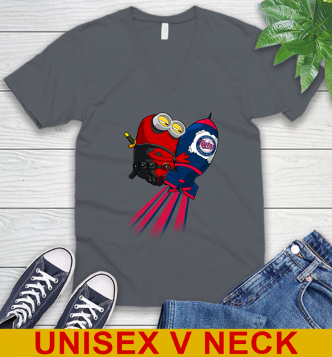MLB Baseball Minnesota Twins Deadpool Minion Marvel Shirt V-Neck T-Shirt 4