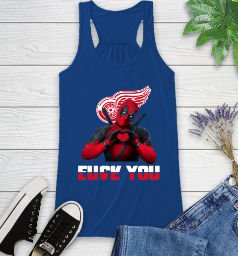 NHL Detroit Red Wings Deadpool Love You Fuck You Hockey Sports Racerback Tank 8