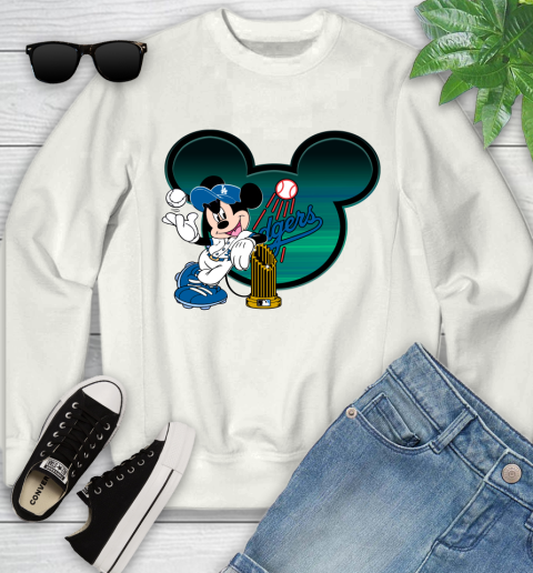 MLB Los Angeles Dodgers The Commissioner's Trophy Mickey Mouse Disney Youth Sweatshirt