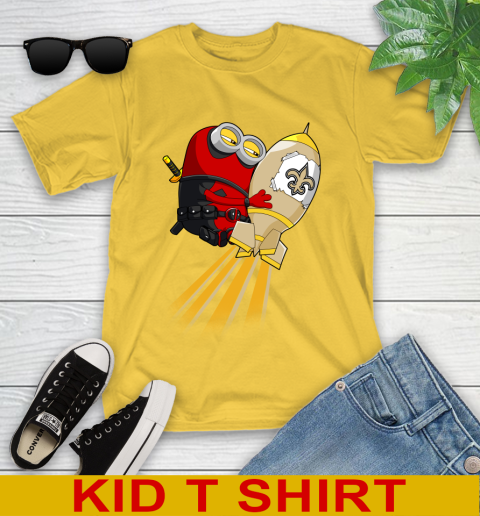 NFL Football New Orleans Saints Deadpool Minion Marvel Shirt Youth T-Shirt 9