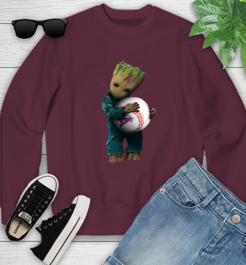 MLB Groot Guardians Of The Galaxy Baseball Sports Los Angeles Angels Youth Sweatshirt 5