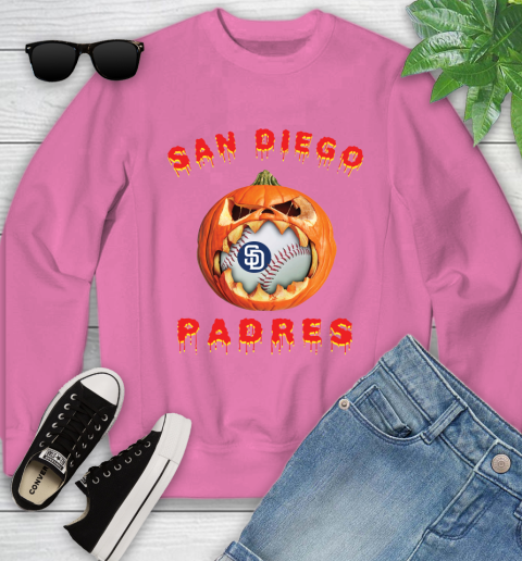 MLB San Diego Padres Halloween Pumpkin Baseball Sports Youth Sweatshirt 7