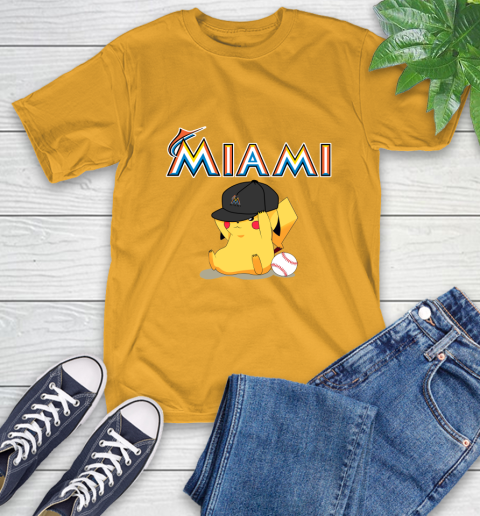 MLB Pikachu Baseball Sports Miami Marlins T-Shirt 3