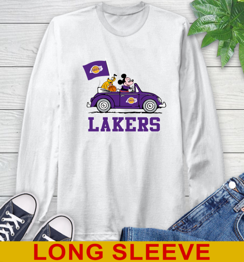 NBA Basketball Los Angeles Lakers Pluto Mickey Driving Disney Shirt Long Sleeve T-Shirt