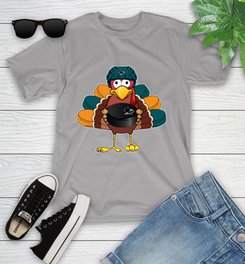 San Jose Sharks Turkey Thanksgiving Day Youth T-Shirt 4