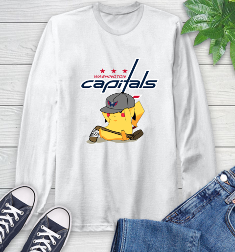 NHL Pikachu Hockey Sports Washington Capitals Long Sleeve T-Shirt