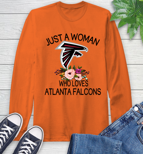 NFL Just A Woman Who Loves Atlanta Falcons Football Sports Long Sleeve T-Shirt 3