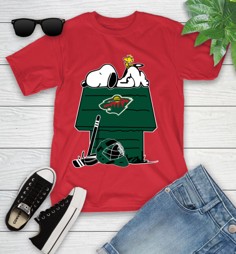 Minnesota Wild NHL Hockey Snoopy Woodstock The Peanuts Movie Youth T-Shirt 10