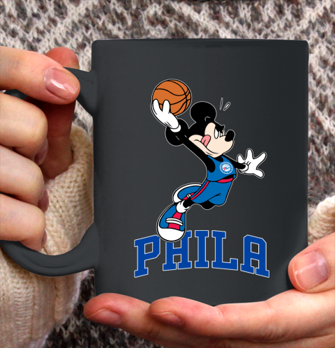 NBA Basketball Philadelphia 76ers Cheerful Mickey Mouse Shirt Ceramic Mug 15oz
