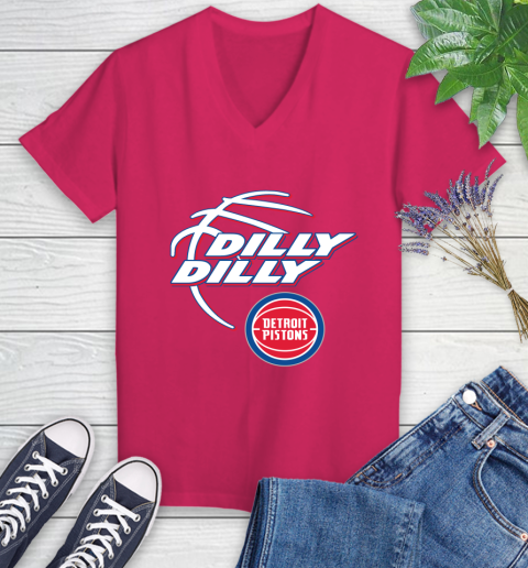 NBA Detroit Pistons Dilly Dilly Basketball Sports Women's V-Neck T-Shirt 9