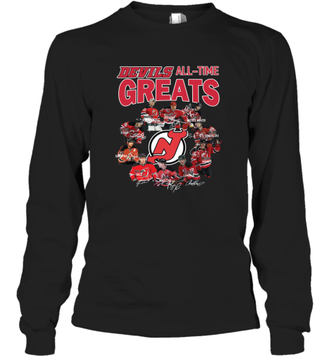 New Jersey Devils all time great players signatures shirt Long Sleeve