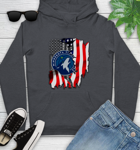 Minnesota Timberwolves NBA Basketball American Flag Youth Hoodie 10