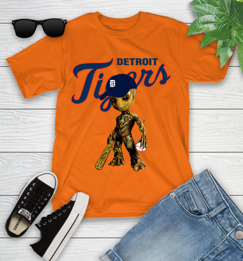 MLB Detroit Tigers Groot Guardians Of The Galaxy Baseball Youth T-Shirt 7