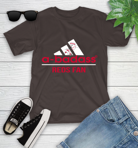 MLB A Badass Cincinnati Reds Fan Adidas Baseball Sports Youth T-Shirt 7