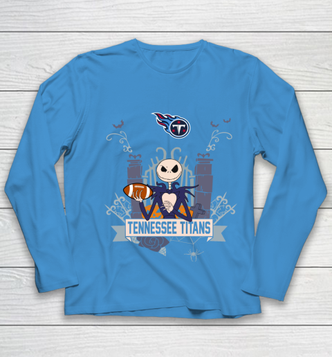 NFL Tennessee Titans Football Jack Skellington Halloween Youth Long Sleeve 5