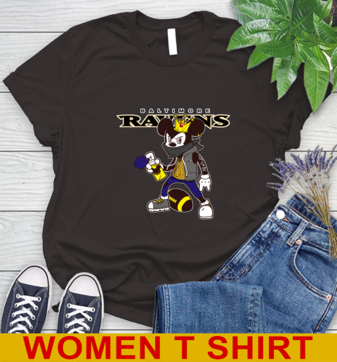 Baltimore Ravens NFL Football Mickey Peace Sign Sports Women's T-Shirt 9 Baltimore Ravens NFL Football Mickey Peace Sign Sports Women's T-Shirt - Image 9
