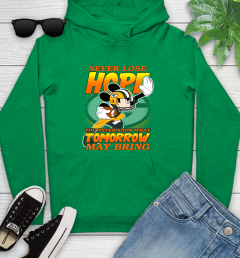 Green Bay Packers NFL Football Mickey Disney Never Lose Hope Youth Hoodie 9