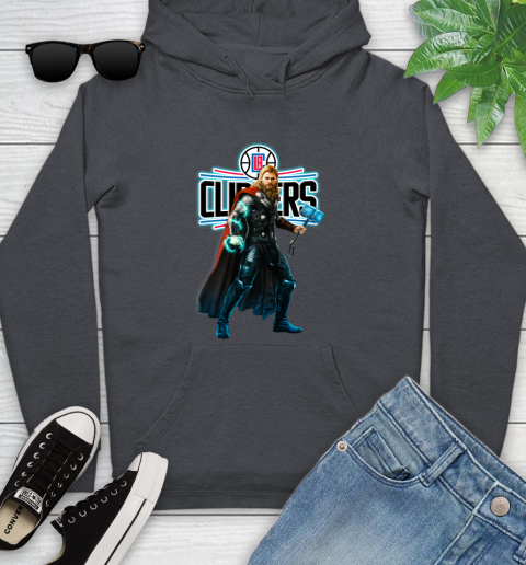 NBA Thor Avengers Endgame Basketball Los Angeles Clippers Youth Hoodie 8