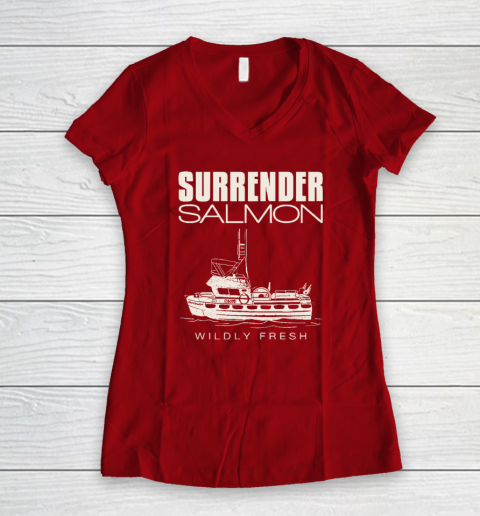Surrender Salmon Wildly Fresh Women's V-Neck T-Shirt 6