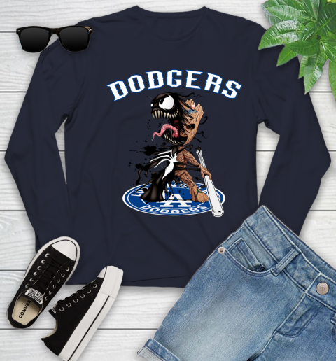MLB Los Angeles Dodgers Baseball Venom Groot Guardians Of The Galaxy Youth Long Sleeve 3