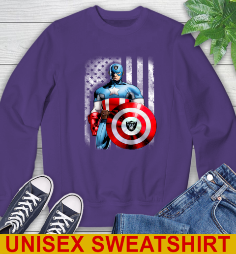 Oakland Raiders NFL Football Captain America Marvel Avengers American Flag Shirt Sweatshirt 4
