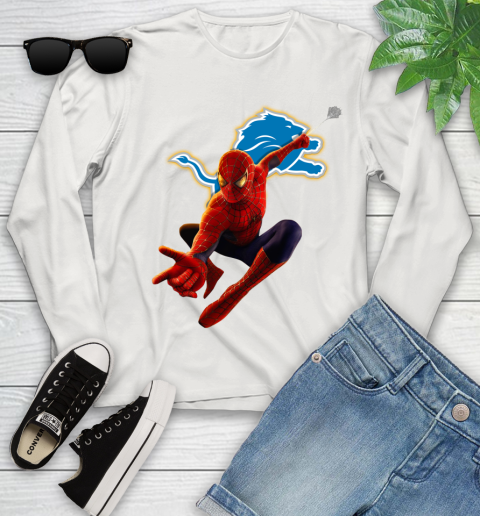 NFL Spider Man Avengers Endgame Football Detroit Lions Youth Long Sleeve 12