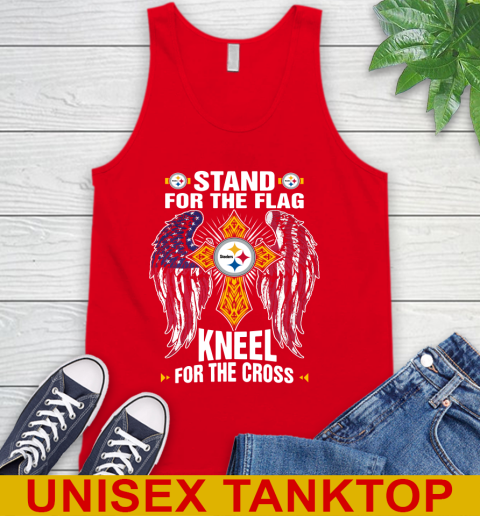 NFL Football Pittsburgh Steelers Stand For Flag Kneel For The Cross Shirt Tank Top 5