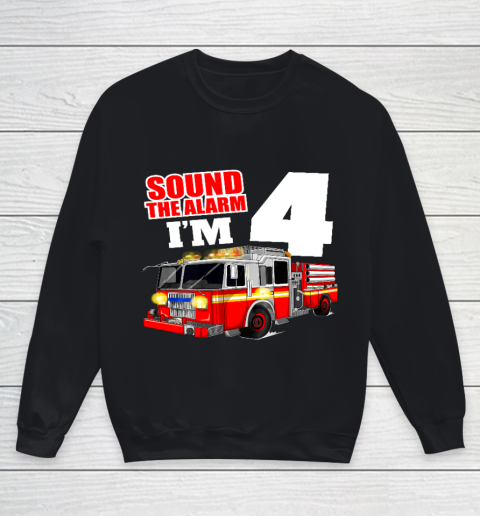 Kids Fire Truck 4th Birthday T Shirt Boy Firefighter 4 Years Old Youth Sweatshirt