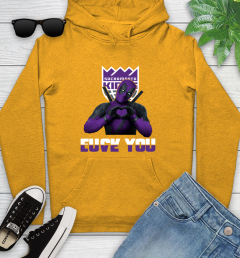 NBA Sacramento Kings Deadpool Love You Fuck You Basketball Sports Youth Hoodie 2