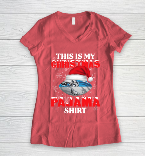Philadelphia Eagles This Is My Christmas Pajama Shirt NFL Women's V-Neck T-Shirt 4
