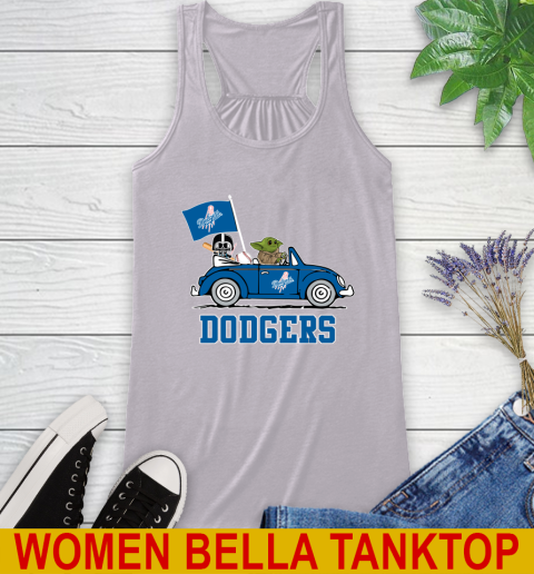 MLB Baseball Los Angeles Dodgers Darth Vader Baby Yoda Driving Star Wars Shirt Racerback Tank 5
