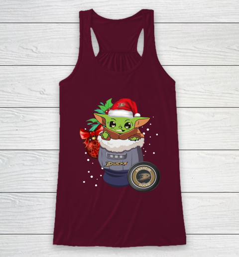 Anaheim Ducks Christmas Baby Yoda Star Wars Funny Happy NHL Racerback Tank 3