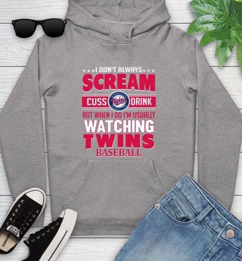 Minnesota Twins MLB I Scream Cuss Drink When I'm Watching My Team Youth Hoodie 6