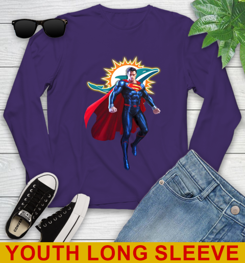 NFL Superman DC Sports Football Miami Dolphins Youth Long Sleeve 5
