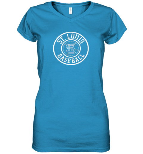 wsv3 vintage st louis baseball missouri cardinal badge gift women v neck t shirt 39 front sapphire