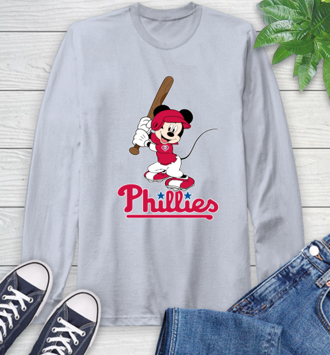 MLB Baseball Philadelphia Phillies Cheerful Mickey Mouse Shirt Long Sleeve T-Shirt 6