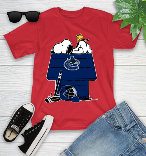 Vancouver Canucks NHL Hockey Snoopy Woodstock The Peanuts Movie Youth T-Shirt 10