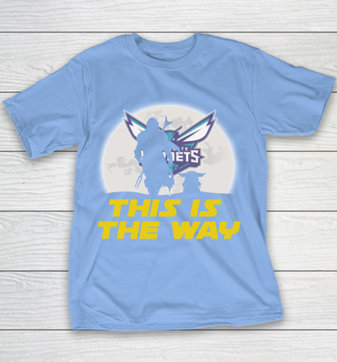 Charlotte Hornets NBA Basketball Star Wars Yoda And Mandalorian This Is The Way Youth T-Shirt 8