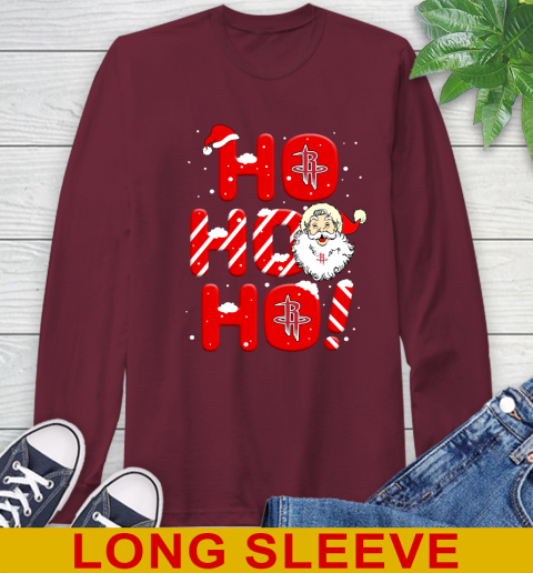Houston Rockets NBA Basketball Ho Ho Ho Santa Claus Merry Christmas Shirt Long Sleeve T-Shirt 7