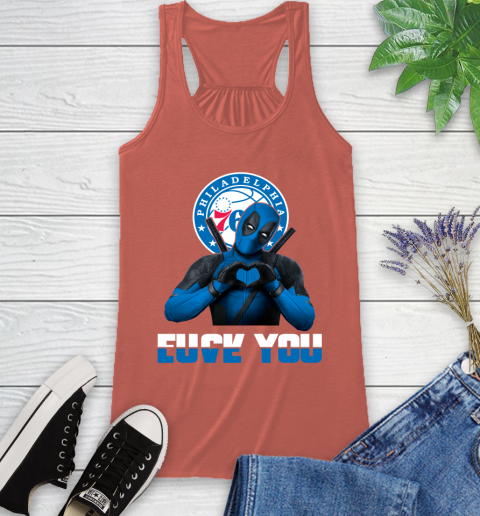 NBA Philadelphia 76ers Deadpool Love You Fuck You Basketball Sports Racerback Tank 3
