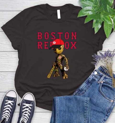 MLB Boston Red Sox Groot Guardians Of The Galaxy Baseball Women's T-Shirt 8