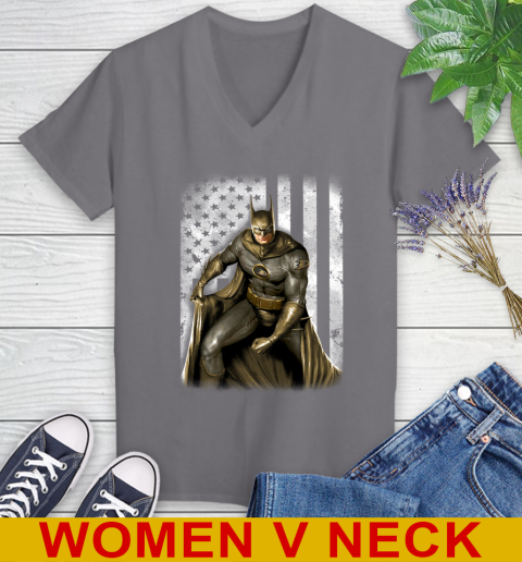 Anaheim Ducks NHL Hockey Batman DC American Flag Shirt Women's V-Neck T-Shirt 11