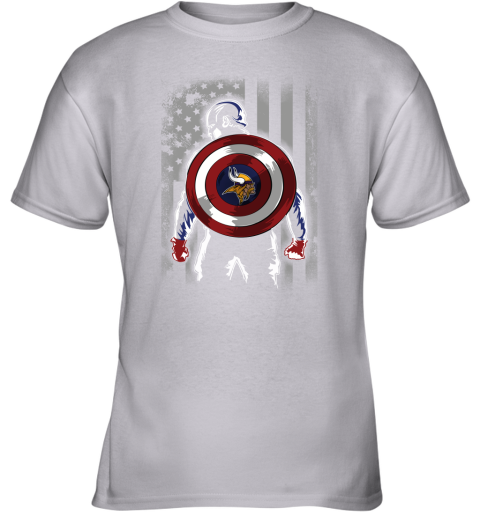 NFL Minnesota Vikings Captain America Marvel Flag Football Sports ujt0Nurl1ZC youth t shirt 26 95 151514 front sport grey