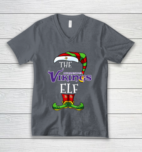 Minnesota Vikings Christmas ELF Funny NFL V-Neck T-Shirt 4